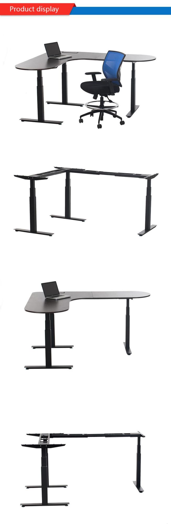 3 Legs L Shape Electric Adjustable Height Office Standing Desks