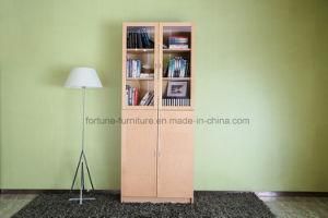 Modern Wooden Birch Veneer Clear Lacquer Bookcase with Glass Doors (AD-FY-N705C-SJ)