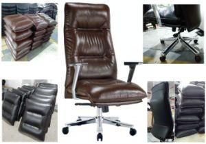 Aluminium Armrest with Soft PU Armpad Bench PVC Leather Swivel Workstation Chair for Office Boss Seating