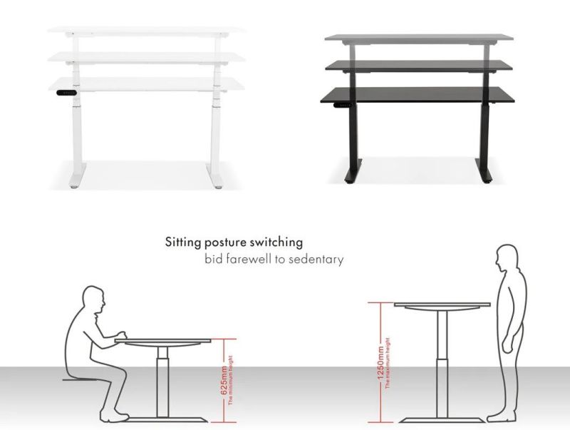 Ergonomic Adjustable Motorized Standing Desk Square Column