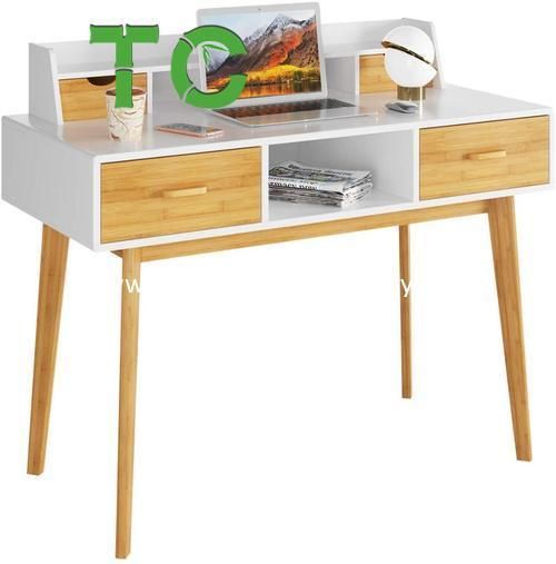 Multiple Wood Computer Desk Writing Desk Laptop Table Wood Workstation with 4 Drawer Storage and Shelves