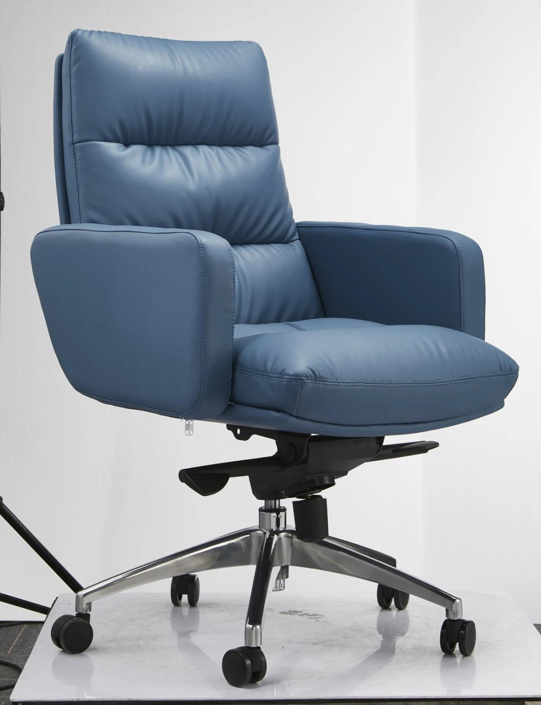 Luxury Aluminum Alloy Feet Comfortable Technology Leather Integration Office Chairs