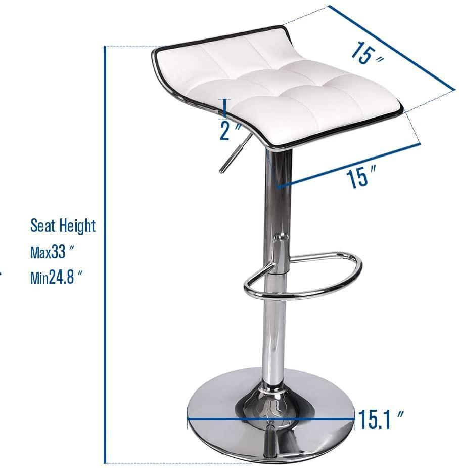 Black Swivel Bar Chair Leather Bar Stool Bar Seat with Footrest