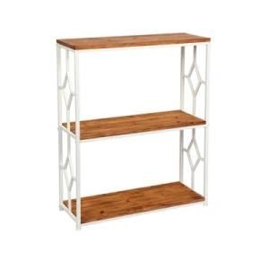 Industrial Unique Wood 3 Ladder Bookshelf with Metal Frame