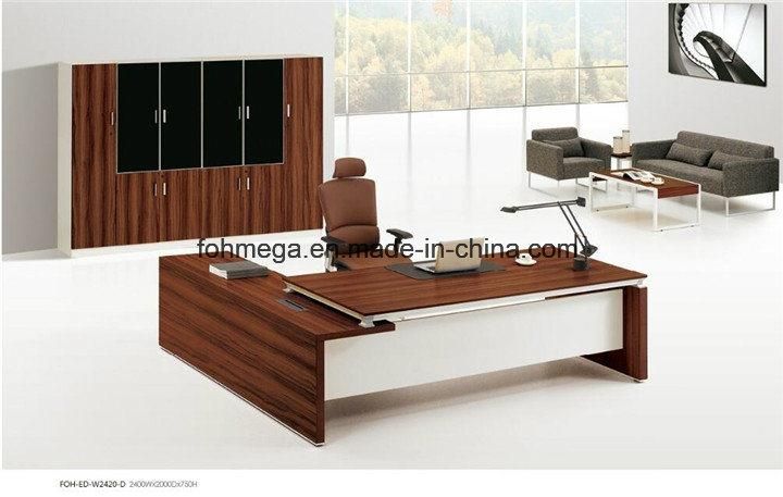 Customized New Walnut MFC Perfect Design Executive Desk for Sale (FOH-ED-W2420-D)