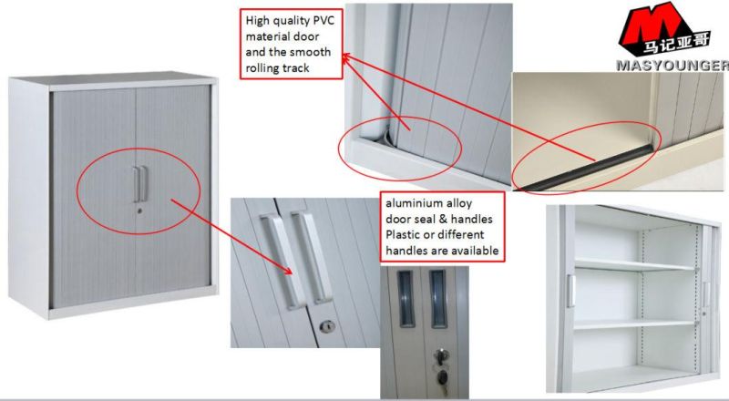 High Quality Low-Priced PVC Material Black Metal Tambour Door Cabinet