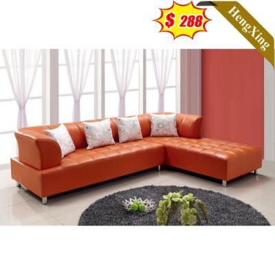 Customized Modern Home Living Room Office Furniture Brown Color PU Leather L Shape Sofa
