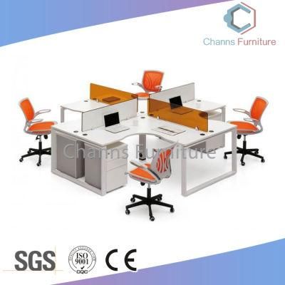 Modern White Computer Desk Round Office Workstation with Partition (CAS-W31469)