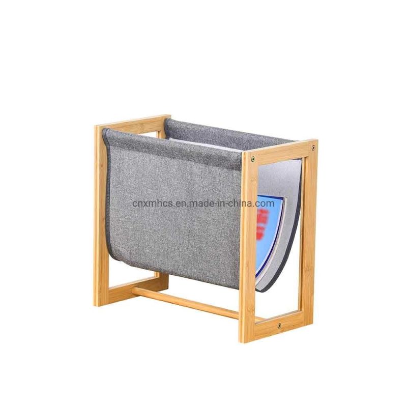 Sofa Side Magazine Organize Basket Newspaper Stand for Living Room Storage Rack Bamboo Wood Magazine Holder