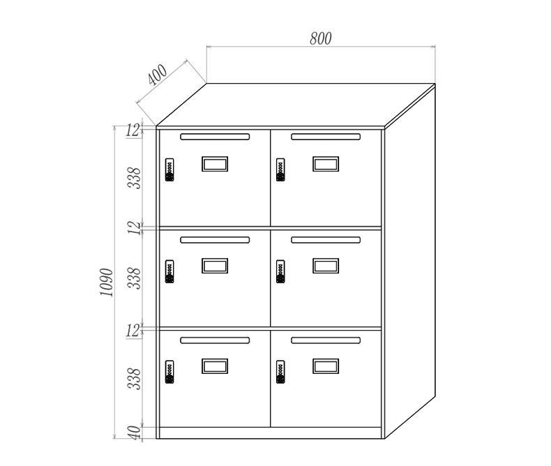 Mail Storage / Sorting Cabinet with 6 Compartments