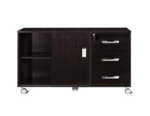 Office Movable Side Cabinet with 3 Drawers and Sliding Door