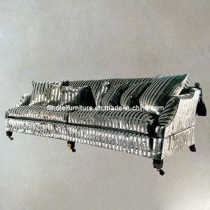 Splendid Fabric Black Sofa with Golden Stripes (FLL-SF-039)