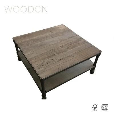 Solid Recycle Old Elm Wood Tea Table