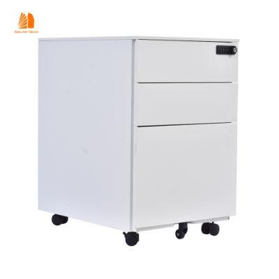 Steel Office 3 Drawer Mobile Pedestal Cabinet 5 Casters