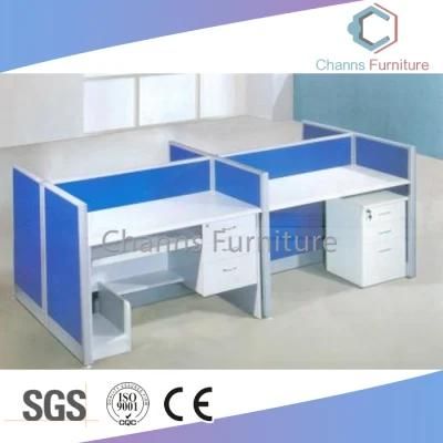 Popular Blue Partition White Straight Table Office Workstation with Hang Cabinet (CAS-W31425)