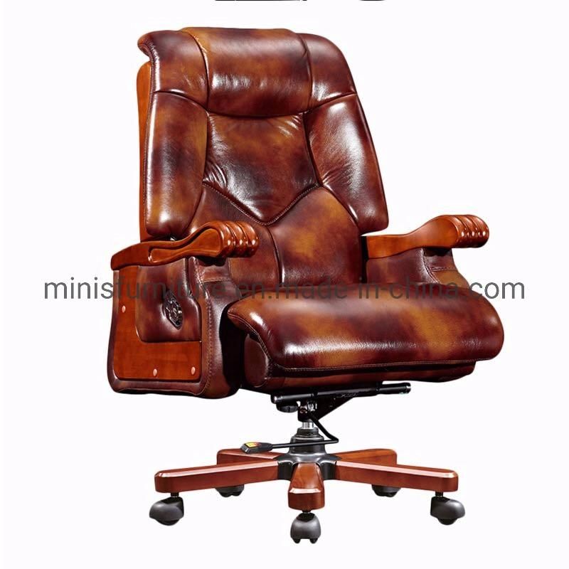 (M-OC119) Luxurious Executive Boss Rotary Cow Leather Office Chair for Office Work