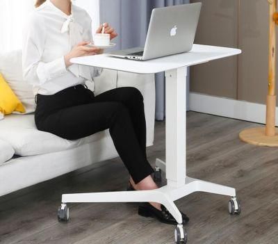 Mobile Standing Desk Height Adjustable Pneumatic Rolling Sit Stand Desk Converter Small Laptop Desk Cart Riser for Home Office