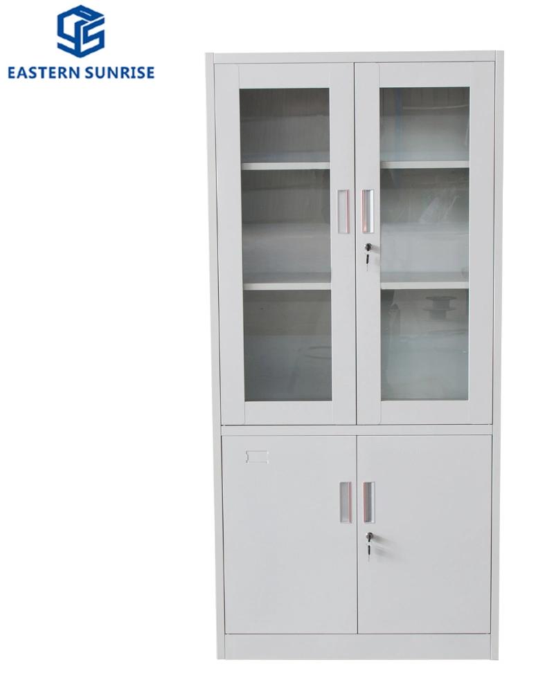 Metal Filing Storage Cabinet with Glass Door and Steel Door