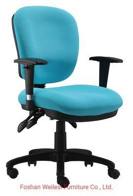 Middle Back 3 Lever Light Duty Mechanism Glass 4 Gaslift Nylon Base with Castors Fabric Office Chair