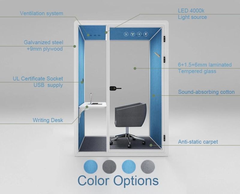 Office Booth Privacy Meeting Pod Office Sound Proof Booth with Furniture Option Sound Isolate Office Pod