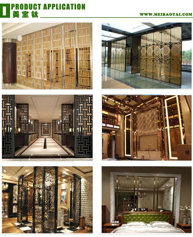 Decorative Screen for Stainless Steel Surface Hairline/Vibration/Mirror Color PVD Color Coating Stainless Steel Sheet