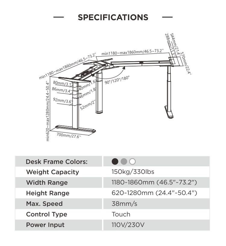 Modern Office Furniture Triple Motor Sit Stand Table Electric Height Adjustable Standing Computer Desk