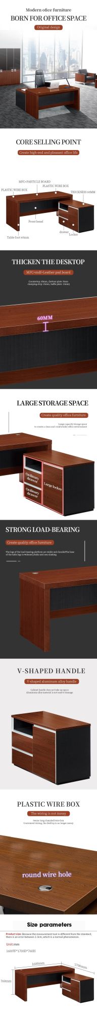 China Popular Manager Wooden Top Computer Office Furniture Table