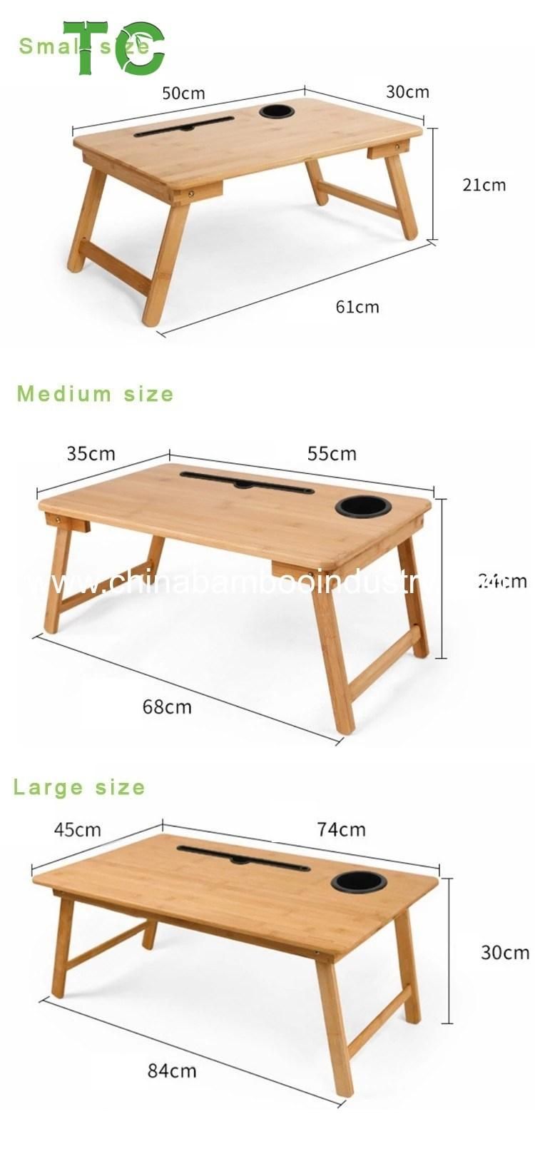 Whole Bamboo Folding Laptop Desk for Bed Laptop Table Bamboo Bed Tray with Drawer