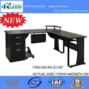 Wood L-Shape Corner Computer Desk PC Laptop Table Workstation Home Office Black