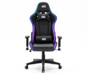Oneray Customized Black Leather Blue Light Sillas Gamer LED RGB Gaming Chair