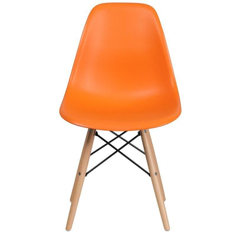 Molded Dining Chairs with Solid Natural Wood Legs White