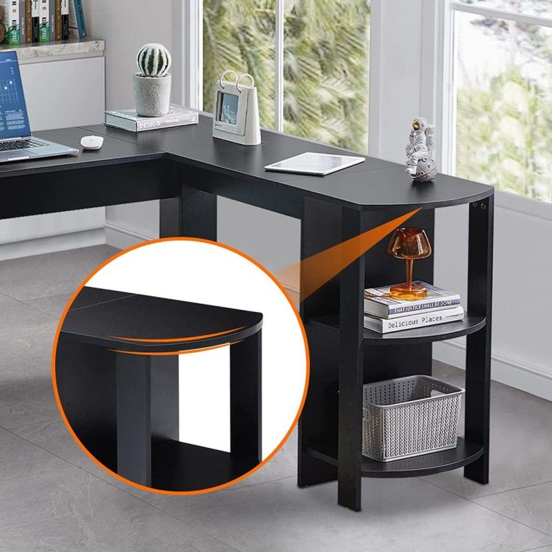 L-Shaped Computer Desk with Wider Desktop and Large Storage Space