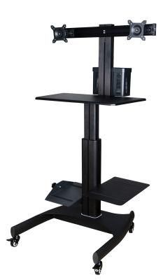 Mobile Computer Workstation Gas Lift/Trolley Single Monitor 10-24&quot; Adjustable