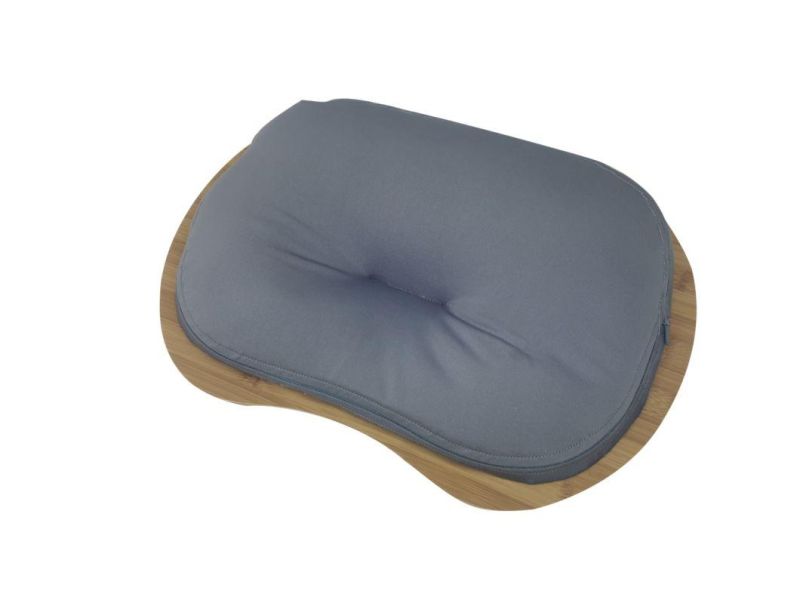 Laptop Stand with Pillow Cushion & Bamboo Grain Platform on Bed & Sofa, with Cable Hole & Anti-Slip Strip