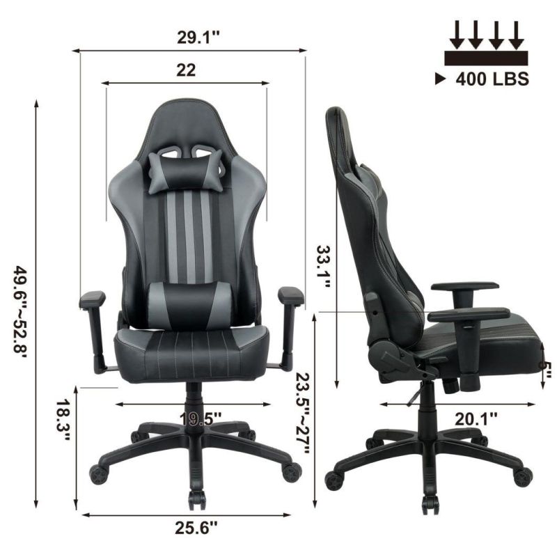 (EDWARD) Adjustable Swivel Game Use 4D Armrest PU Gaming Chair