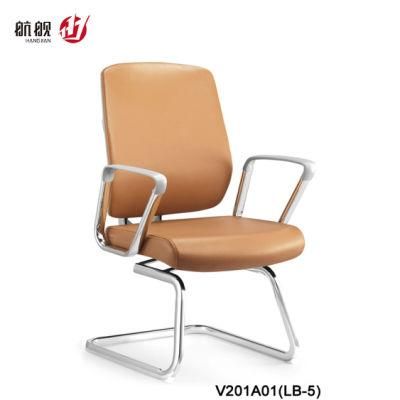 Bow Foot Guest Training Mesh Leather Middle Back Meeting Chair