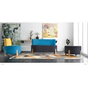 Velvet Fabric Leisure Chair Wooden Sofa for Office Lobby with Coffee Table