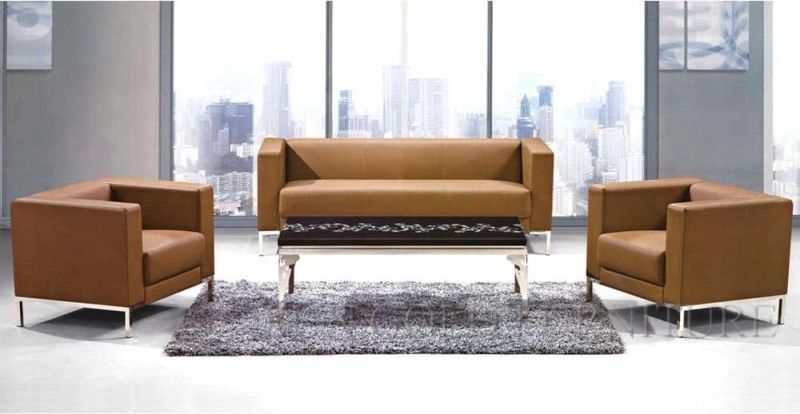 Modern Europe Living Room Sofa Italy Style Leather 1+3+1 Office Sofa Set