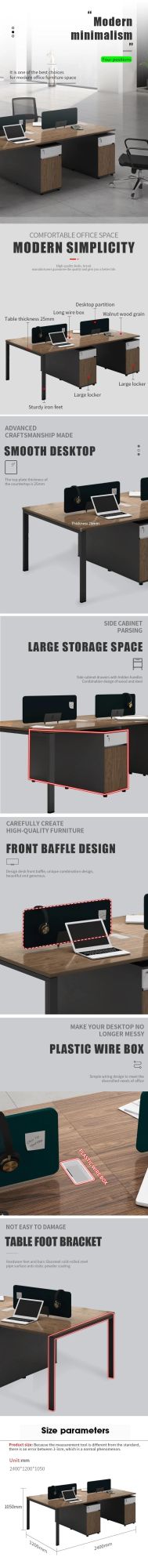 China Modern Office Furniture Melamine Partitions Modular Desk Workstation