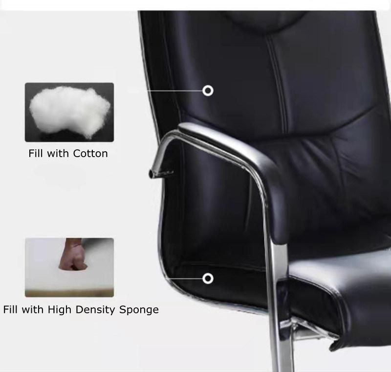 Simple Design High Density Sponge Foam Chairs Fixed Metal Legs Brown PU Leather Meeting Room Training Chair