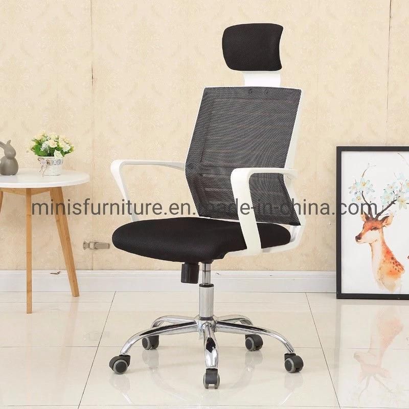 (M-OC301) Office Swivel Aluminium Alloy Green Mesh Fabric High Back Chair with White Frame and Headrest