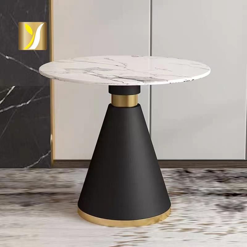 Marble Small Squaretable Business Light Luxury Black Gold Milk Tea Shop Table Leisure Rock Board Balcony Negotiation Table