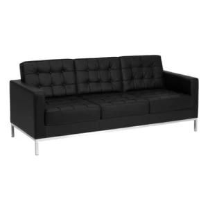 Black PU Leather Sofa Office Sofa 3 Seater Sofa