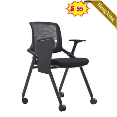 Simple Design Office Meeting Room Plastic Chairs Black Mesh and Fabric Training Chair with Wheels