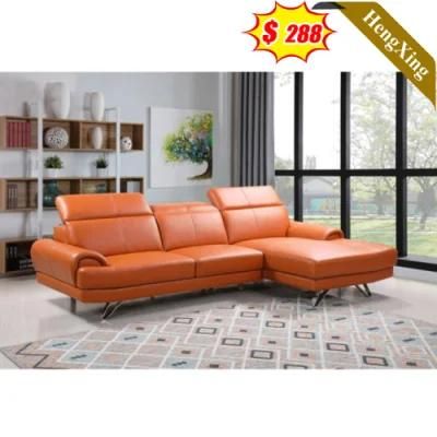 Modern Home Furniture Living Room Sofas Manager Office Customized Leather PU L Shape Sofa with Metal Legs
