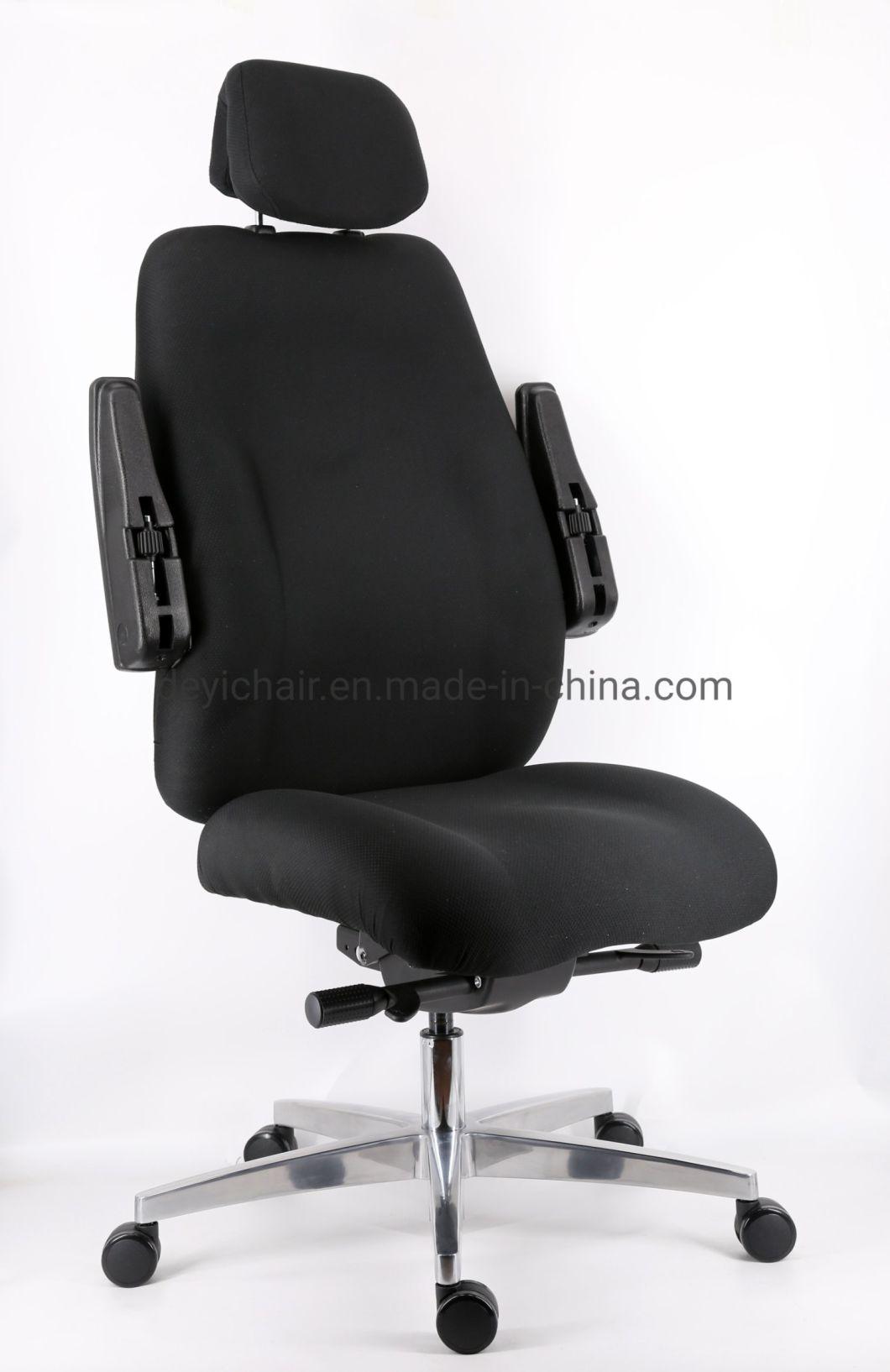 Synchronize Mechanism with Seat Slider D350 Aluminium Base PU Castors DIN 4550 Class 4 Chrome Gas Lift Angel Adjustment Arms with Headrest Office Chair