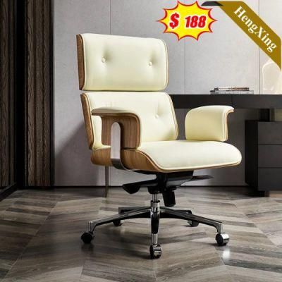 White Color PU Leather Office Furniture Height Adjustable Swivel Lounge Leisure Chair