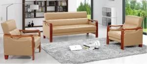 Hot Sale Beige Station Waiting Sofa with Solid Wood Armrest