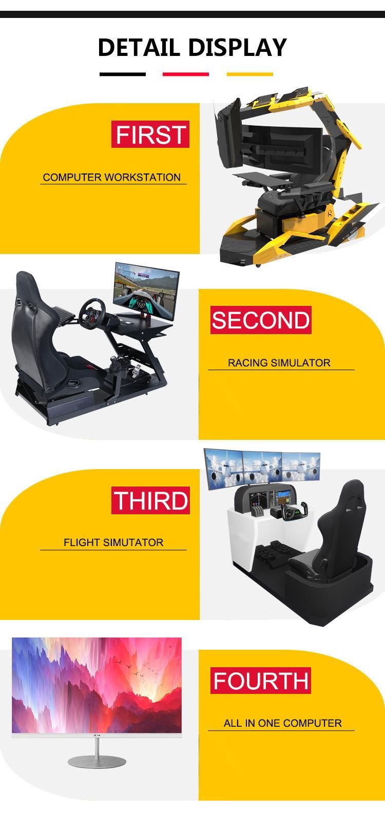 LED Light Computer Scorpion Gaming Chair PC Support 3 Monitors Fully Recline Gamer Cockpit E-Sports Ergonomic Gaming Cockpit