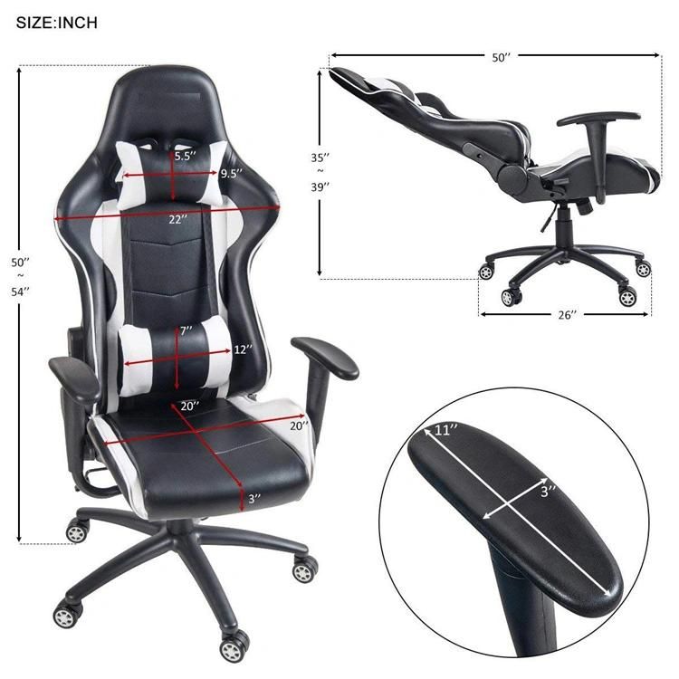 (VENUS) Designer Ergonomic Swivel Executive Gaming Desk Chair, Black and White PU Leather Cover Gaming Chair